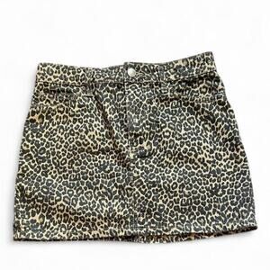 Mango leopard print denim mini